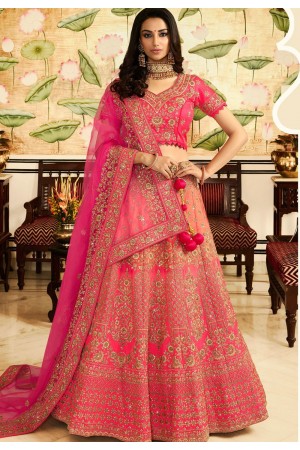 bridal pink silk embroidered lehenga choli 940