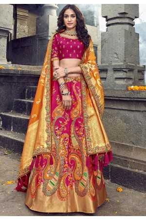 magenta banarasi silk traditional lehenga choli 3709