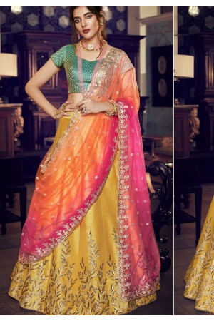 multi color silk embroidered lehenga choli 4162