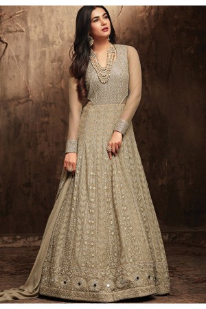 Sonal Chauhan Grey Georgette party wear anarkali kameez