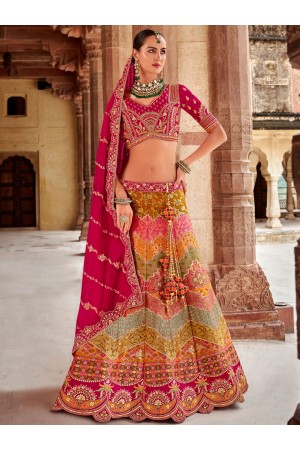 Banarasi silk weaving embroidered Pink wedding lehenga choli 104