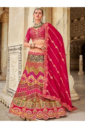 Banarasi silk weaving embroidered Pink wedding lehenga choli 105