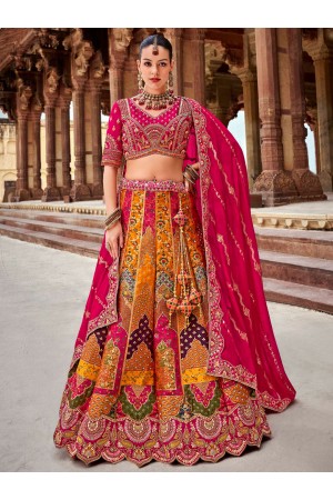 Banarasi silk weaving embroidered Pink wedding lehenga choli 107