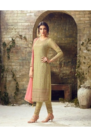 Green heavy embroidered straight cut georgette salwar 53001