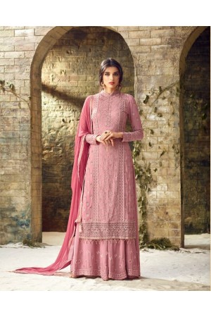 Pink heavy embroidered palazzo salwar kameez 53006