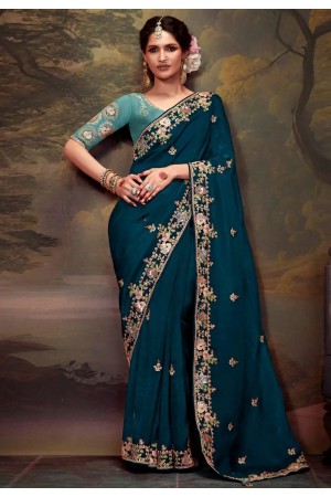 Blue tissue saree with blouse 5370