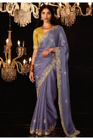 Lavender shimmer saree with blouse 5332