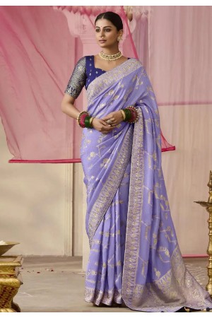 Lavender viscose saree with blouse 286