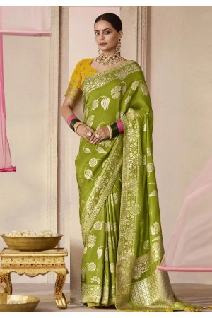Mehndi viscose saree with blouse 278