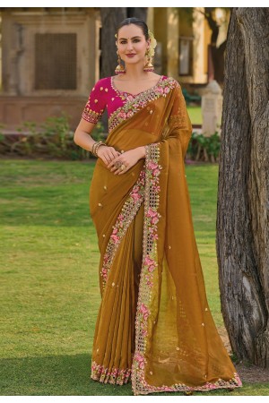 Mustard silk saree with blouse 6907