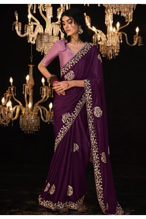 Purple tissue silk saree with blouse 5335