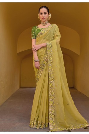 Yellow silk saree with blouse 6904