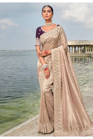 Beige kanjivaram silk saree 7706