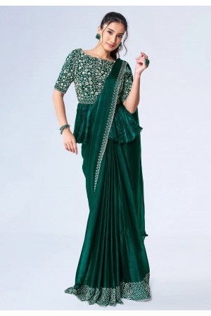 Green shimmer chiffon designer saree 24911