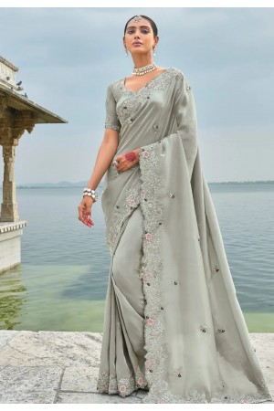 Grey banarasi saree 7708
