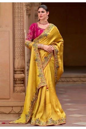 Mustard silk saree with blouse 1007