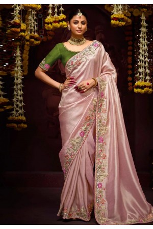 Pink banarasi saree with blouse 342