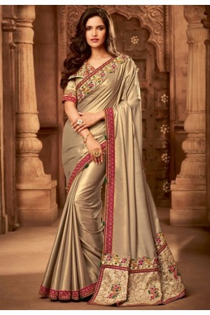 beige designer silk saree 2301