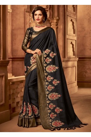 black designer silk saree 2303
