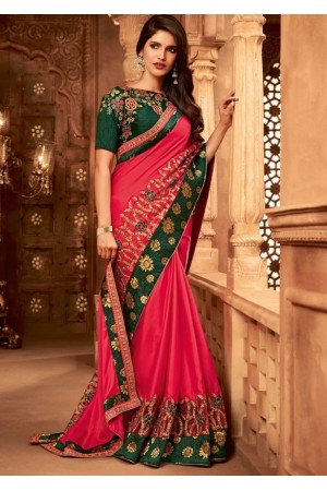 rani pink designer silk saree 2313