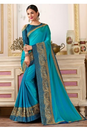 sonal chauhan aqua blue saree RG105197