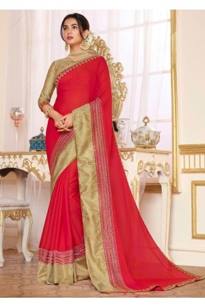 sonal chauhan carmine red saree RG105192