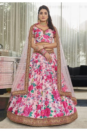 Art silk floral lehenga choli in Light pink colour 7516