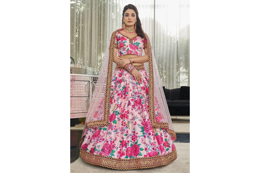 Rani Pink Art Silk Lehenga Choli main image 1