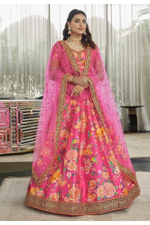 Art silk floral lehenga choli in Pink colour 7513