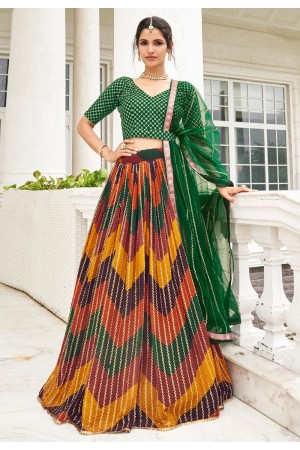 Faux georgette circular lehenga choli in Multicolor colour 147