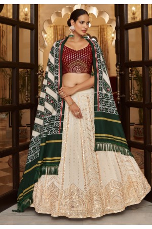 Georgette a line lehenga choli in Off white colour 2204