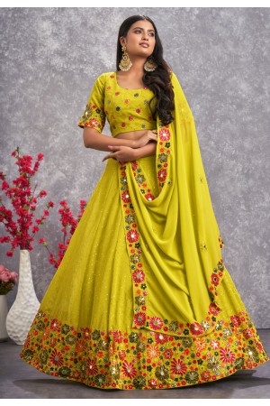 Georgette circular lehenga choli in Light green colour 2255