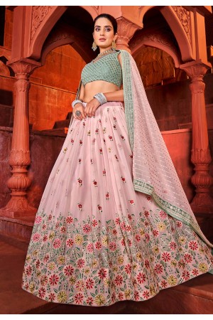 Georgette circular lehenga choli in Pink colour 158192