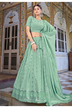 Georgette circular lehenga choli in Sea green colour 152