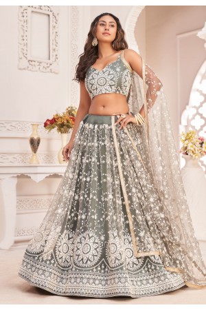 Net circular lehenga choli in Grey colour 2118