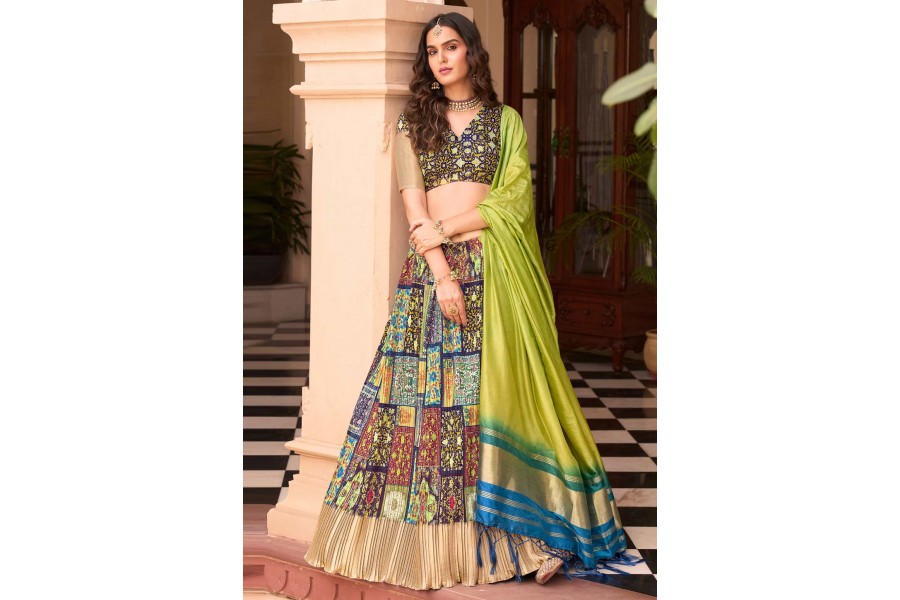 Light Green Satin Lehenga Choli