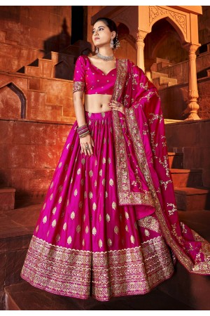 Silk circular lehenga choli in Magenta colour 158194