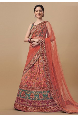 Silk circular lehenga choli in Peach colour 1504