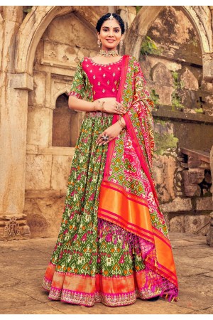 Silk readymade a line lehenga choli in Green colour 8008