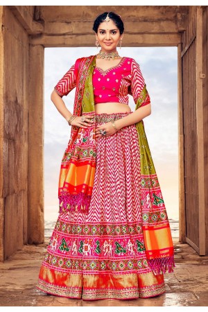 Silk readymade a line lehenga choli in Magenta colour 8011