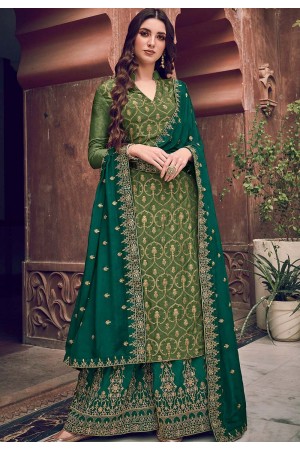 green jacquard embroidered palazzo suit 6703