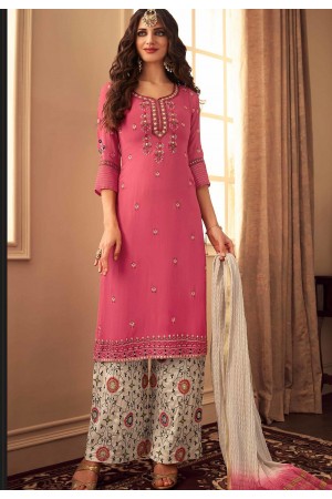 pink art silk straight trouser suit 35006