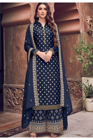 royal blue jacquard embroidered palazzo suit 6708