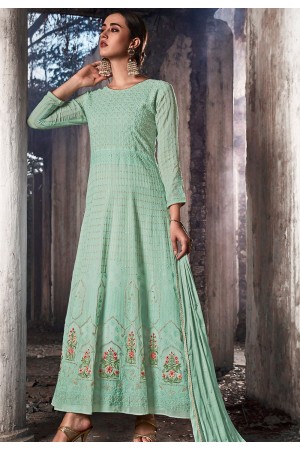 sky blue georgette embroidered anarkali suit 20078