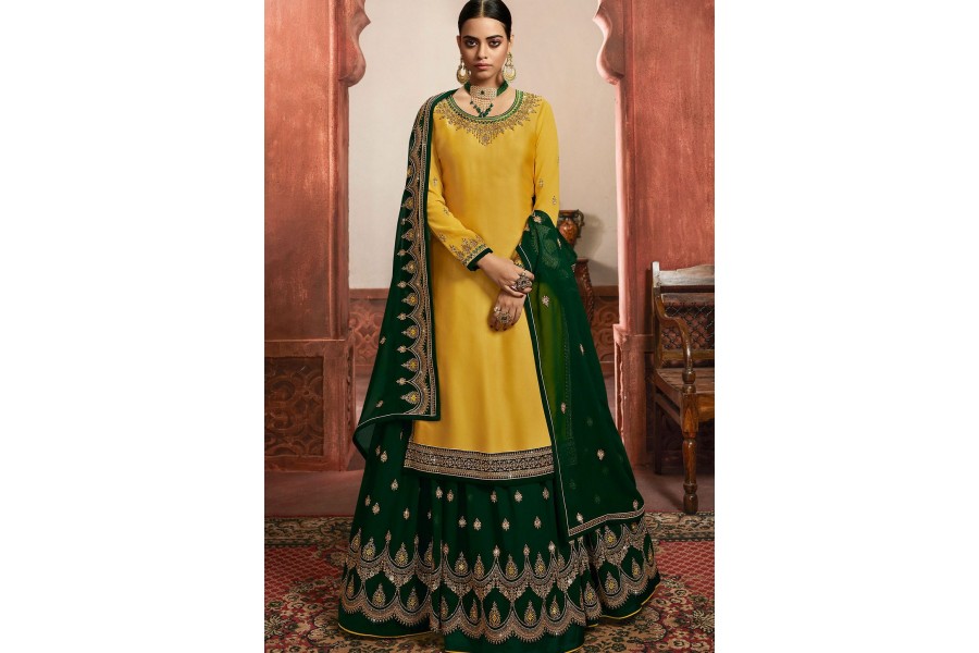 Yellow Georgette Lehenga Suit
