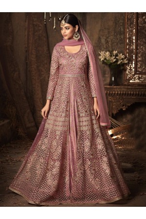 Pink color net wedding anarkali