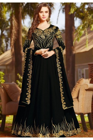 black georgette embroidered floor length anarkali suit 20029