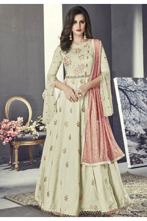 light green art silk long designer anarkali suit 704