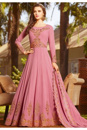 pink georgette embroidered floor length anarkali suit 20030