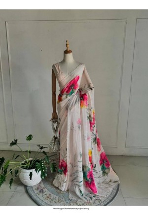 Bollywood Model Organza hand work floral party wear saree in multi color